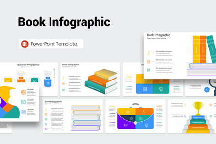 Book Infographic PowerPoint Template, 파워 포인트 템플릿, 11636, Education & Training — PoweredTemplate.com
