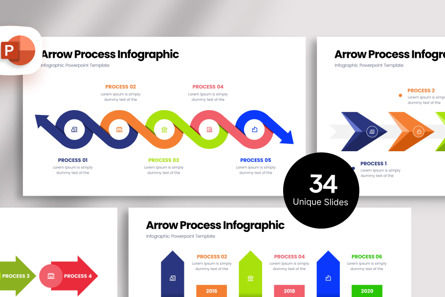 Arrow Process - Infographic PowerPoint Template, Plantilla de PowerPoint, 11641, Negocios — PoweredTemplate.com