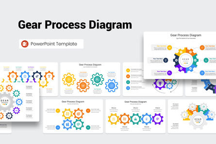 Gear Process Diagram PowerPoint Template, Templat PowerPoint, 11642, Bisnis — PoweredTemplate.com
