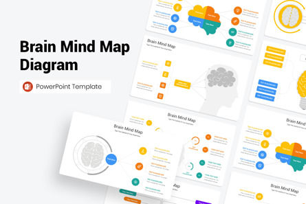 Brain Mind Map Diagram PowerPoint Template, Plantilla de PowerPoint, 11644, Infografías — PoweredTemplate.com