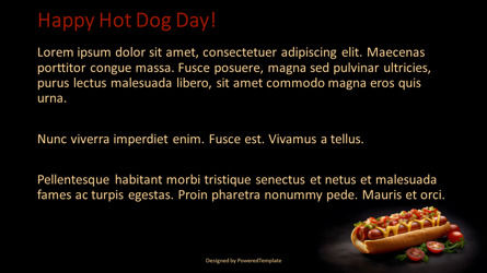 Gourmet American Hot Dog with Grilled Sausage Presentation Template, Slide 3, 11658, Food & Beverage — PoweredTemplate.com