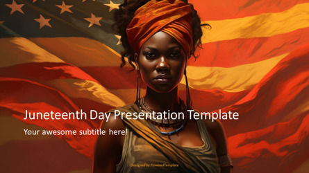 Pride and Heritage - African Lady on USA Flag Edition Presentation Template, Slide 2, 11676, America — PoweredTemplate.com