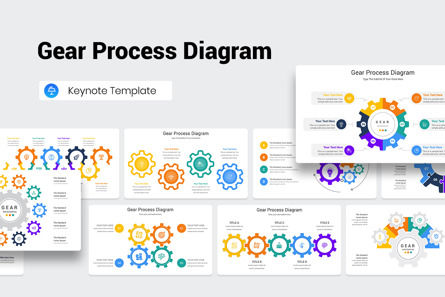 Gear Process Diagram Keynote Template, Keynote-sjabloon, 11725, Bedrijf — PoweredTemplate.com