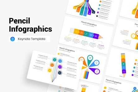 Pencil Infographics Keynote Template, Keynote Template, 11747, Education & Training — PoweredTemplate.com
