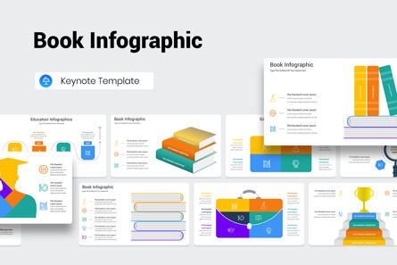 Book Infographic Keynote Template, Keynote-sjabloon, 11753, Education & Training — PoweredTemplate.com