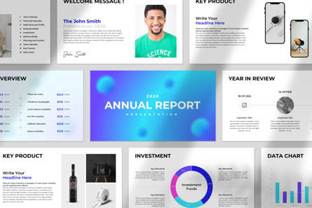 Annual Report Presentation, PowerPoint Template, 11779, Business — PoweredTemplate.com