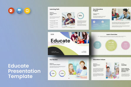 Educate Presentation Template, Modele PowerPoint, 11799, Business — PoweredTemplate.com