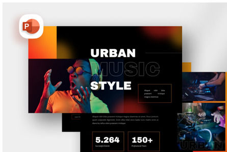 Urban Music Style - PowerPoint Template, PowerPointテンプレート, 11804, Art & Entertainment — PoweredTemplate.com