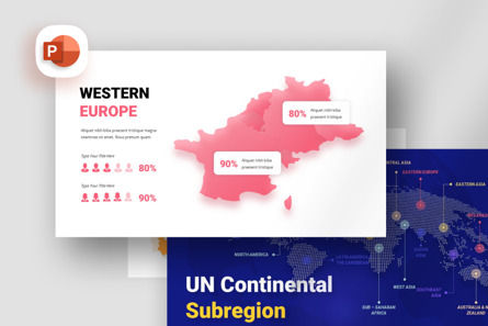 United Nation Subregion - Map PowerPoint Template, Plantilla de PowerPoint, 11817, América — PoweredTemplate.com
