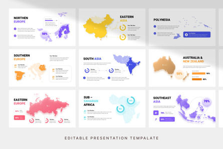 United Nation Subregion - Map PowerPoint Template, Diapositive 3, 11817, USA — PoweredTemplate.com