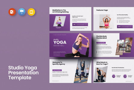 Studio Yoga Presentation Template, PowerPoint Template, 11871, Health and Recreation — PoweredTemplate.com