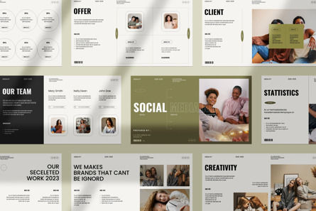 Social Media Kit, PowerPointテンプレート, 11889, ビジネスモデル — PoweredTemplate.com