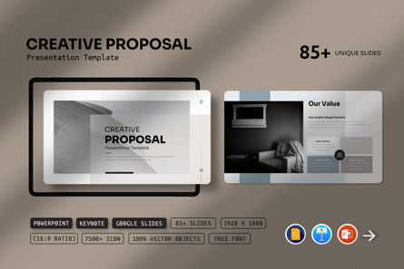 Creative Proposal Presentation Template, PowerPoint-sjabloon, 11913, Bedrijf — PoweredTemplate.com
