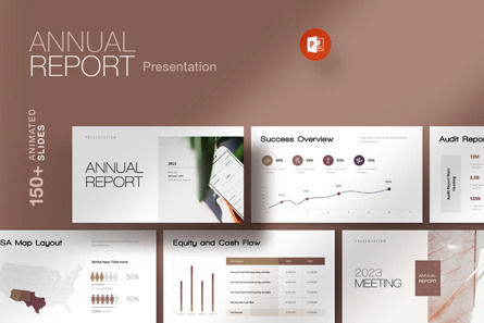 Annual Report PowerPoint Template, 파워 포인트 템플릿, 12018, 비즈니스 — PoweredTemplate.com