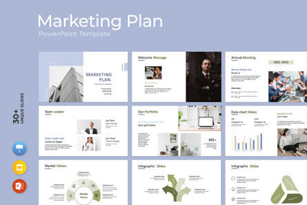 Marketing Plan Presentation Template, Templat PowerPoint, 12065, Bisnis — PoweredTemplate.com
