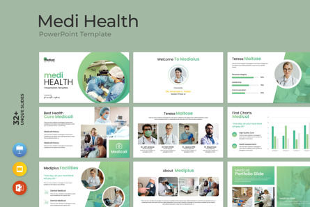 Medi Health Presentation Template, Modelo do PowerPoint, 12068, Médico — PoweredTemplate.com