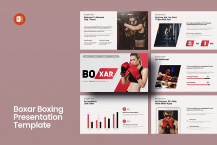 Boxer Boxing Presentation Template, Templat PowerPoint, 12086, Olahraga — PoweredTemplate.com
