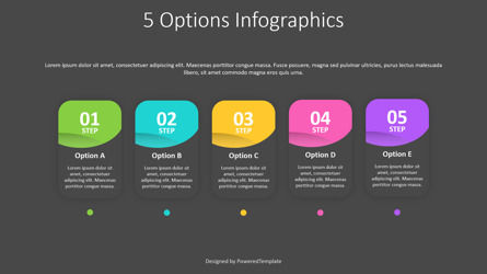 Free Animated 5-Step Horizontal Rounded Rectangles - Options A-E Presentation Slide, Diapositiva 3, 12102, Conceptos de negocio — PoweredTemplate.com