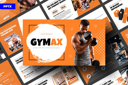 Gymax Presentation Template, 파워 포인트 템플릿, 12148, 건강 및 레크레이션 — PoweredTemplate.com