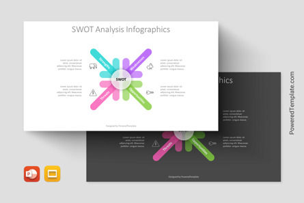 Premium SWOT Analysis Centered Convergence Diagonal Arrows Presentation Slide, Google Slides Theme, 12160, Business Models — PoweredTemplate.com