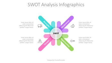 Premium SWOT Analysis Centered Convergence Diagonal Arrows Presentation Slide, Slide 2, 12160, Model Bisnis — PoweredTemplate.com