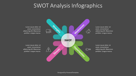 Premium SWOT Analysis Centered Convergence Diagonal Arrows Presentation Slide, Dia 3, 12160, Businessmodellen — PoweredTemplate.com