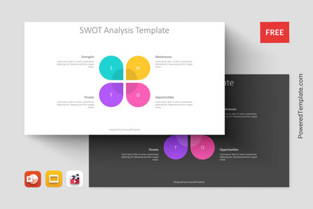 Free Animated SWOT Analysis -Flat Design Petal-Shaped Infographics Presentation Slide, 무료 Google 슬라이드 테마, 12186, 애니메이션 — PoweredTemplate.com