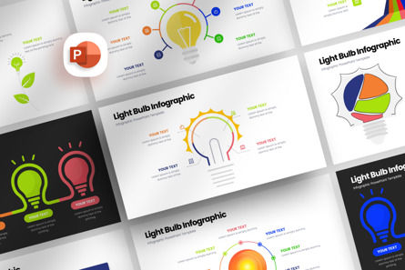 Light Bulb Infographic - PowerPoint Template, Templat PowerPoint, 12237, Bisnis — PoweredTemplate.com