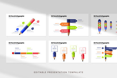 3D Pencil Infographic - PowerPoint Template, Slide 2, 12260, Lavoro — PoweredTemplate.com