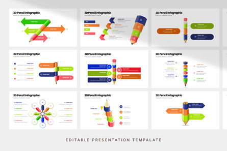 3D Pencil Infographic - PowerPoint Template, Slide 3, 12260, Lavoro — PoweredTemplate.com