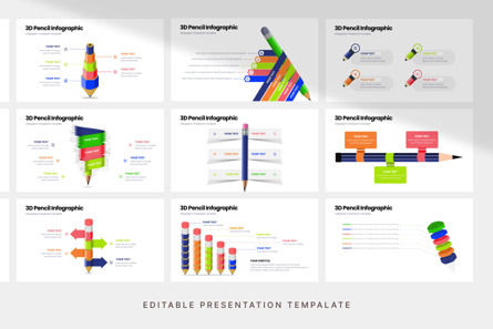 3D Pencil Infographic - PowerPoint Template, スライド 4, 12260, ビジネス — PoweredTemplate.com