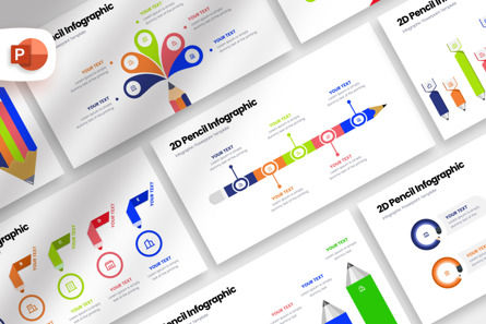 2D Pencil Infographic - PowerPoint Template, Templat PowerPoint, 12261, Bisnis — PoweredTemplate.com