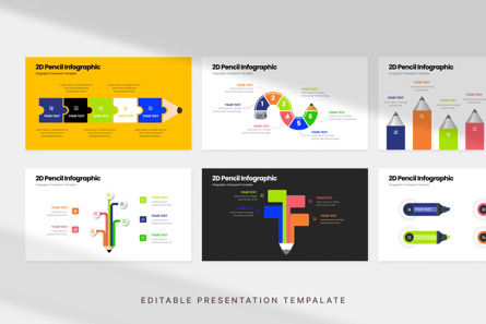 2D Pencil Infographic - PowerPoint Template, Slide 2, 12261, Bisnis — PoweredTemplate.com