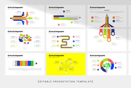 2D Pencil Infographic - PowerPoint Template, 슬라이드 3, 12261, 비즈니스 — PoweredTemplate.com