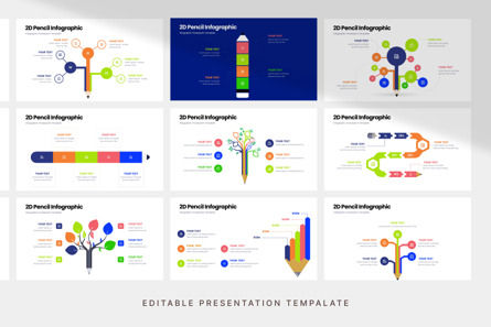 2D Pencil Infographic - PowerPoint Template, 슬라이드 4, 12261, 비즈니스 — PoweredTemplate.com