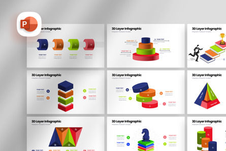 3D Layer Infographic- PowerPoint Template, 파워 포인트 템플릿, 12263, 비즈니스 — PoweredTemplate.com