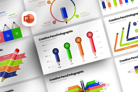 Creative Pencil Infographic - PowerPoint Template, PowerPointテンプレート, 12264, ビジネス — PoweredTemplate.com