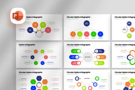 Circular Option Infographic - PowerPoint Template, Modello PowerPoint, 12269, Lavoro — PoweredTemplate.com