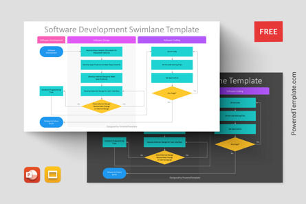 Software Development Swimlane Template - From Design to Release, Grátis Tema do Google Slides, 12280, Modelos de Negócio — PoweredTemplate.com