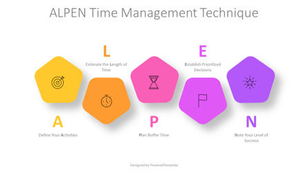Free Time Management Pentagon Model - ALPEN Method Presentation Template, Slide 2, 12294, Model Bisnis — PoweredTemplate.com