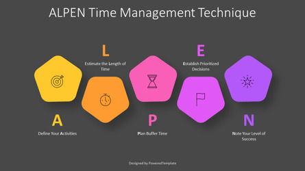 Free Time Management Pentagon Model - ALPEN Method Presentation Template, Slide 3, 12294, Model Bisnis — PoweredTemplate.com