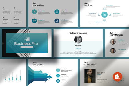 Business Plan PowerPoint Template, Plantilla de PowerPoint, 12305, Negocios — PoweredTemplate.com