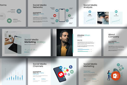 Social Media Marketing Strategy PowerPoint Template, PowerPoint-sjabloon, 12316, Bedrijf — PoweredTemplate.com