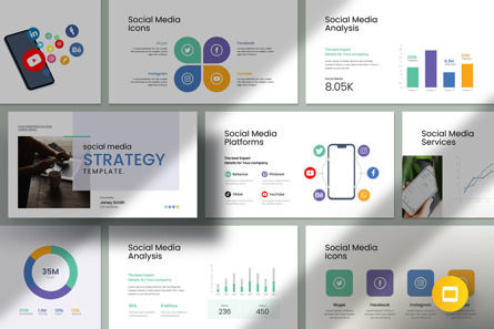 Social Media Strategy Google Slides Template, Tema Google Slides, 12340, Bagan dan Diagram Medis — PoweredTemplate.com