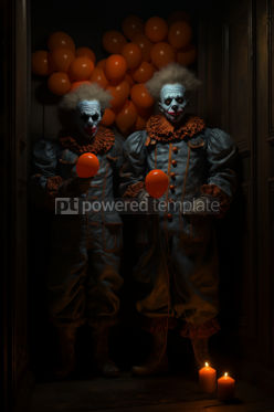 Holidays: Twisted Halloween Clowns in Subtle Atmospheric Perspective #35371 Free AI Image