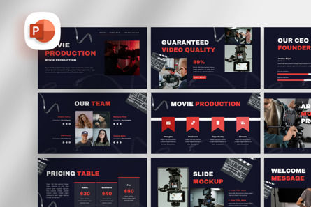 Movie Production - PowerPoint Template, PowerPoint Template, 12392, Art & Entertainment — PoweredTemplate.com