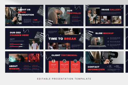 Movie Production - PowerPoint Template, 슬라이드 3, 12392, Art & Entertainment — PoweredTemplate.com
