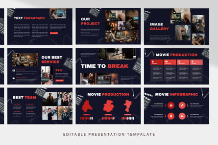 Movie Production - PowerPoint Template, Diapositiva 4, 12392, Art & Entertainment — PoweredTemplate.com