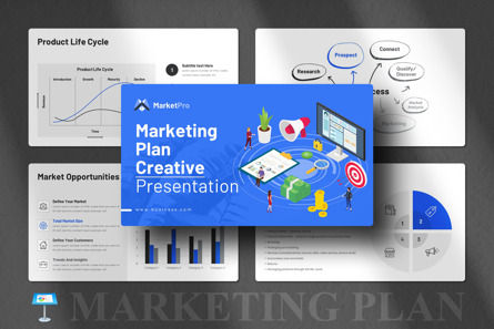 Marketing Plan Presentation Template, Keynote-sjabloon, 12414, Bedrijf — PoweredTemplate.com