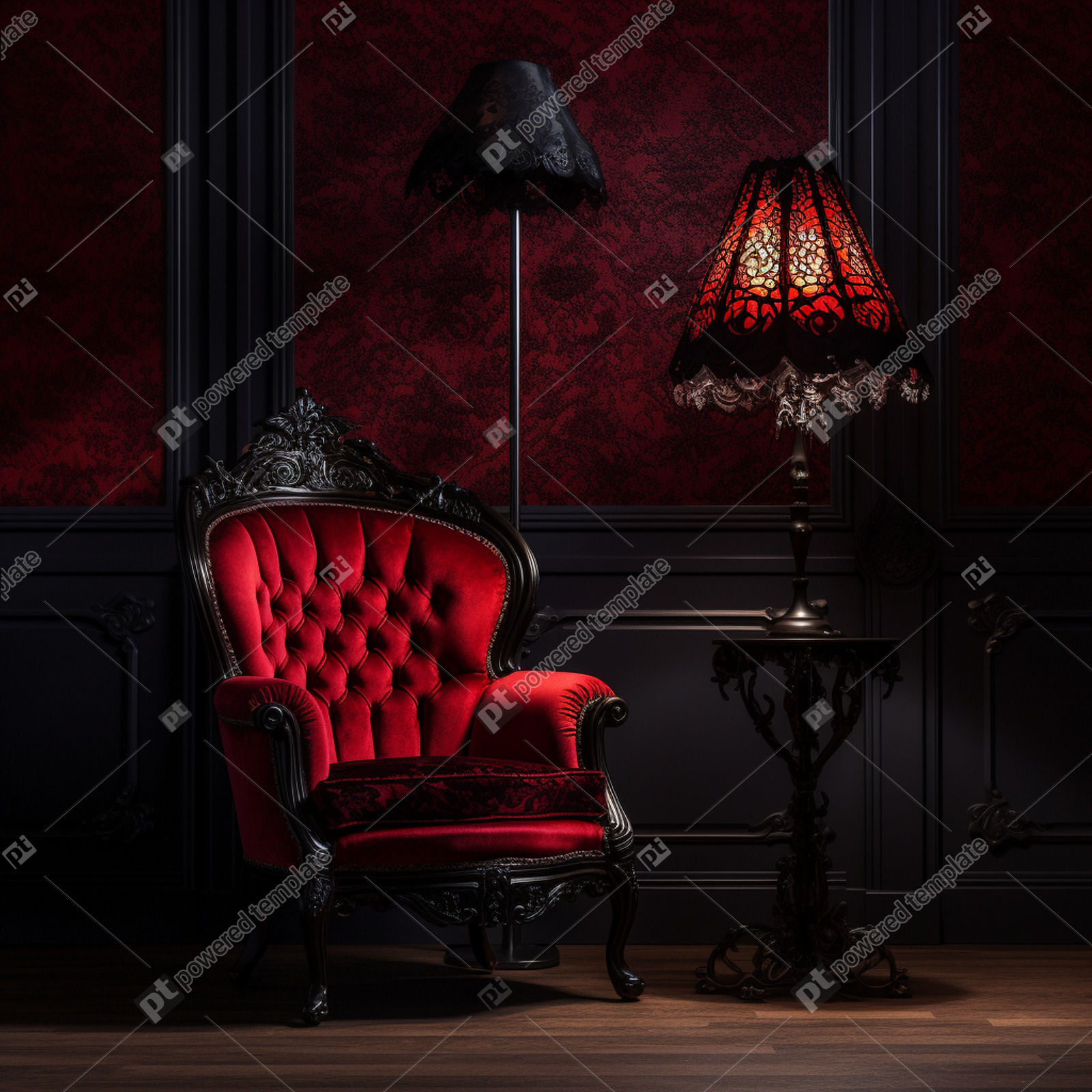 Red velvet upholstered gothic furniture hi-res stock photography and images  - Alamy